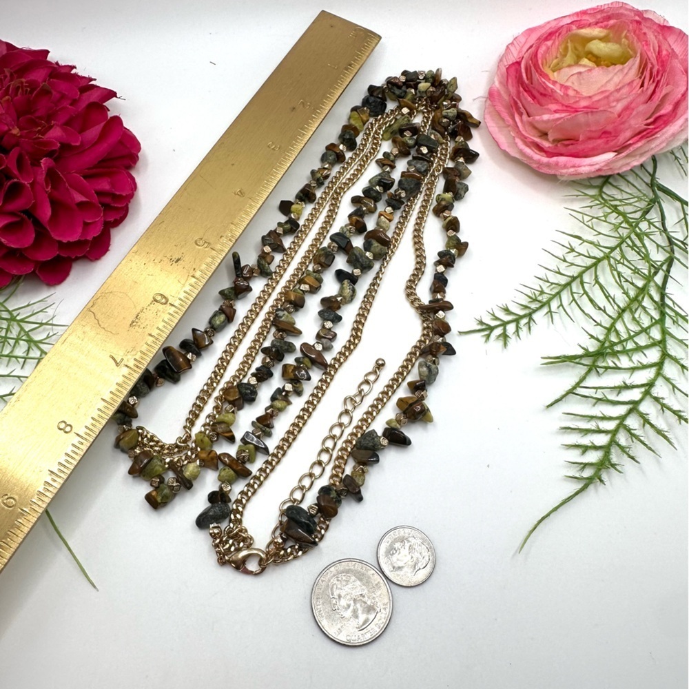 NEW⚜️Tiger’s Eye & Jasper Beaded Chain Necklace - Picture 7 of 7